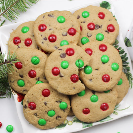 Low Sodium Christmas M&M Cookies